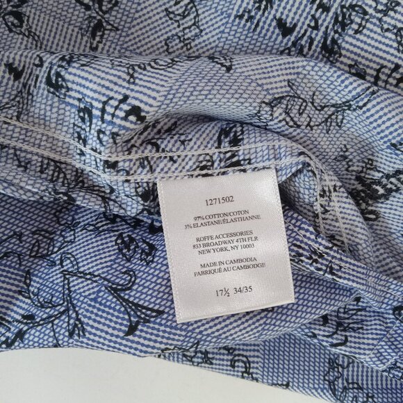 English Laundry Shirt Mens 17.5 XL Blue Check Flip Cuff Long Sleeve Classic - Picture 15 of 15